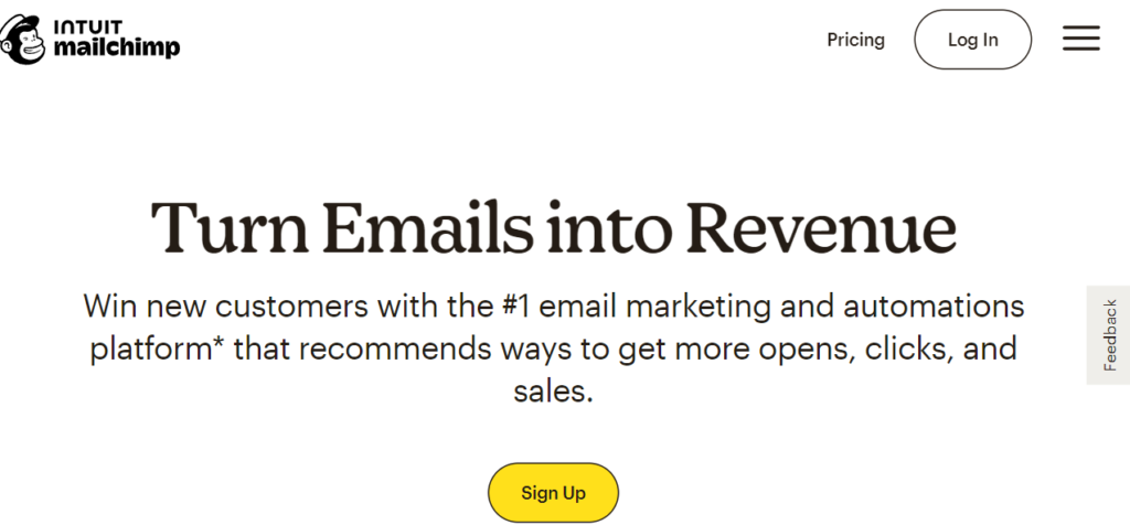 Best Email Marketing Software MailChimp homepage